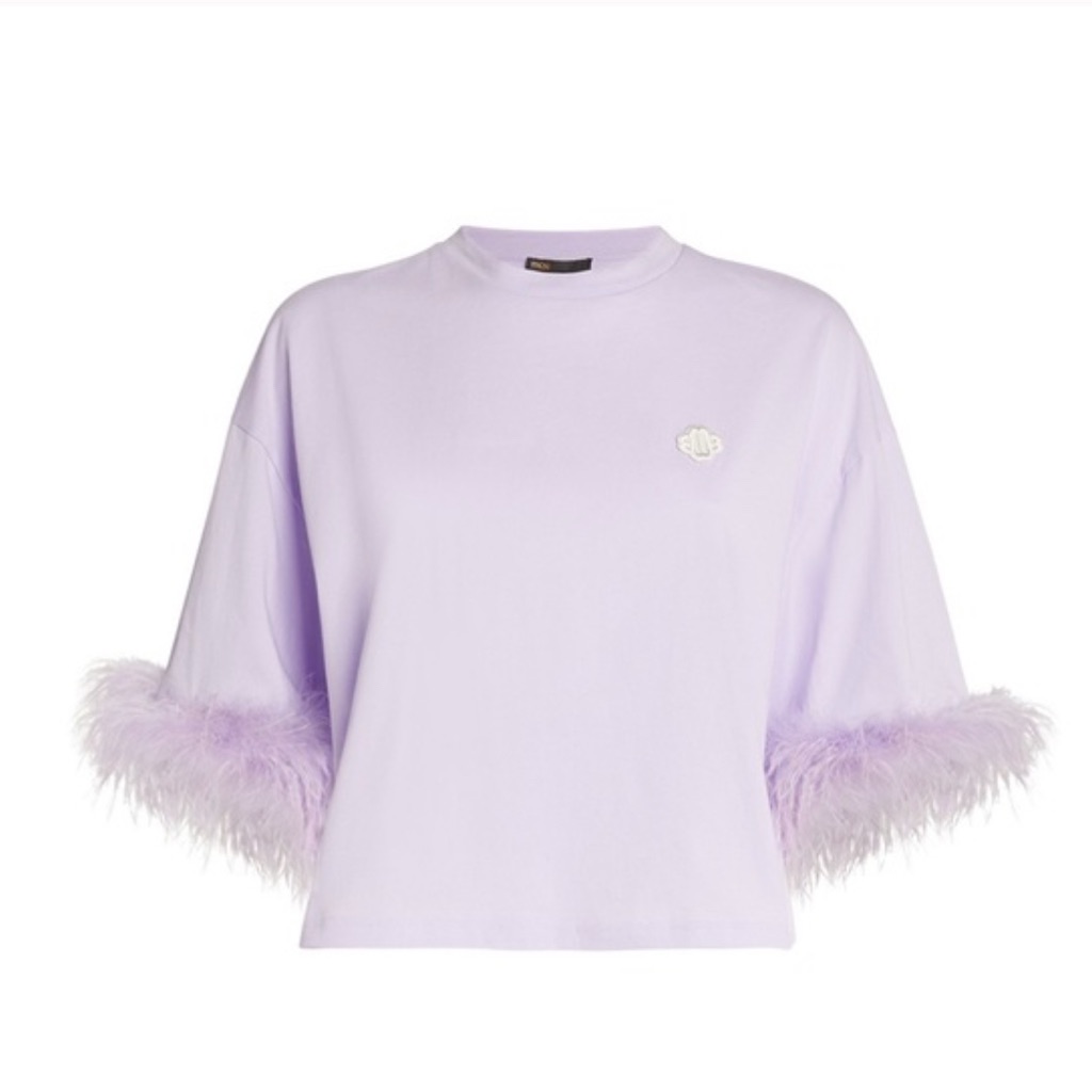 Maje Purple Crop Top With Feather Detail